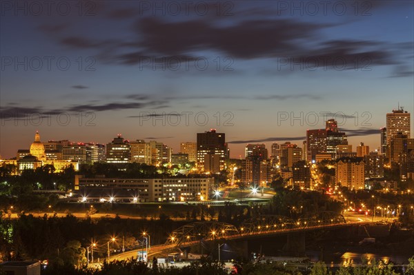 Canada, Alberta, Edmonton, Cityscape at dusk