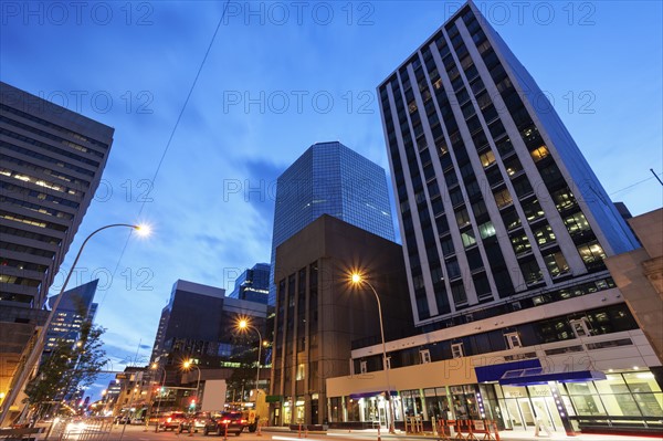 Canada, Alberta, Edmonton, Blue sky over financial district