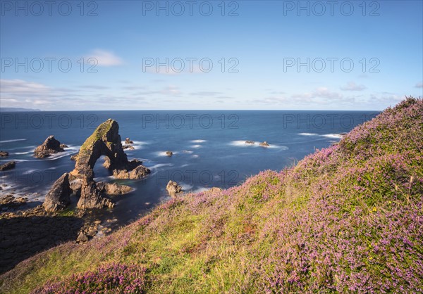 Ireland, Donegal County, Crophy Head Arch and sea stacks