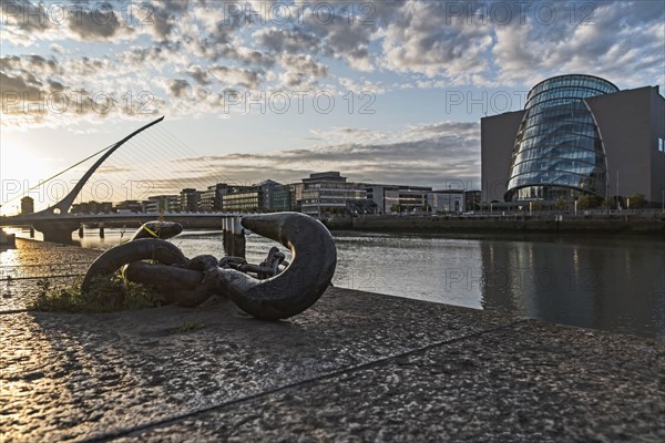 Ireland, Dublin, River Lifley with docklands area