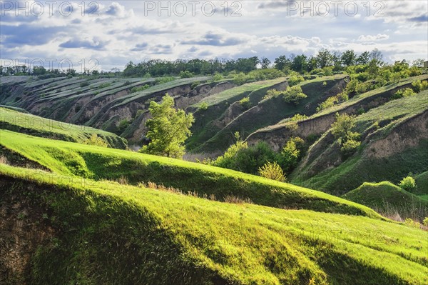 Ukraine, Dnepropetrovsk region, Dnepropetrovsk city, Green landscape formed by geological erosion