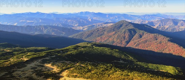 Ukraine, Zakarpattia region, Carpathians, Chornohora, Landscape with mountain Hoverla