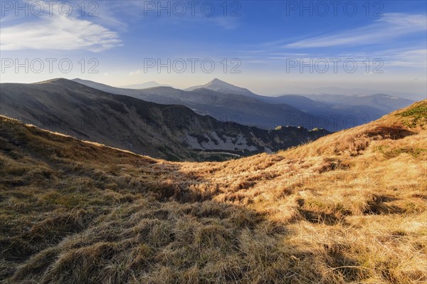 Ukraine, Ivano-Frankivsk region, Verkhovyna district, Carpathians, Chornohora, Landscape with mountain Shpytsi