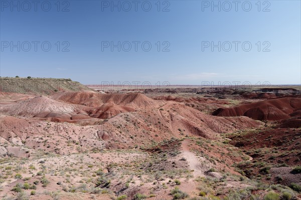 USA, Arizona, Painted Desert National Park, Blue sky over mountain range