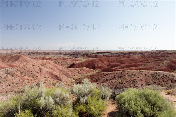 USA, Arizona, Painted Desert National Park, Blue sky over mountain range