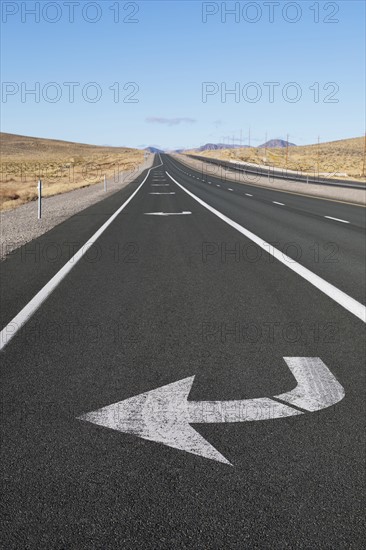 USA, Nevada, Highway 50, Blue sky over empty road