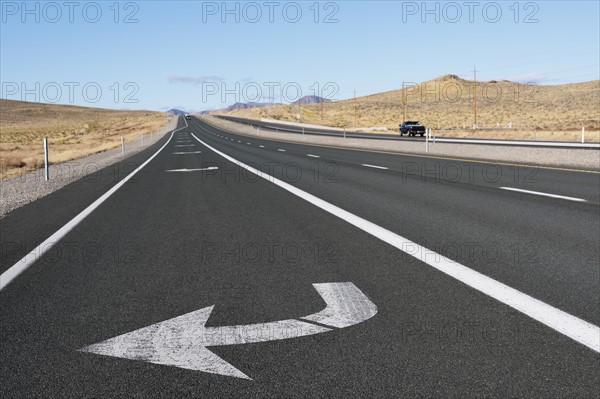 USA, Nevada, Highway 50, Blue sky over empty road