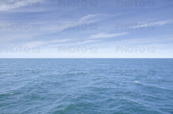 Blue seascape with horizon over Atlantic Ocean