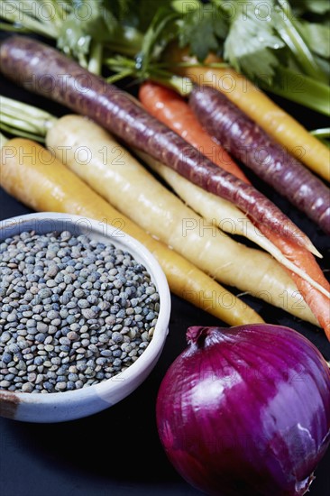 Close up of colorful organic vegetables