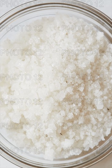 Close-up of sea salt in ramekin