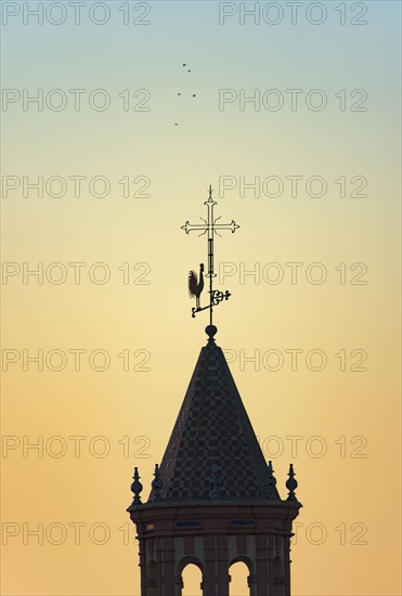 Spain, Seville, Silhouette of Church bell tower