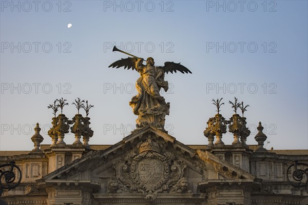 Spain, Seville, Statue of angel with trumpet