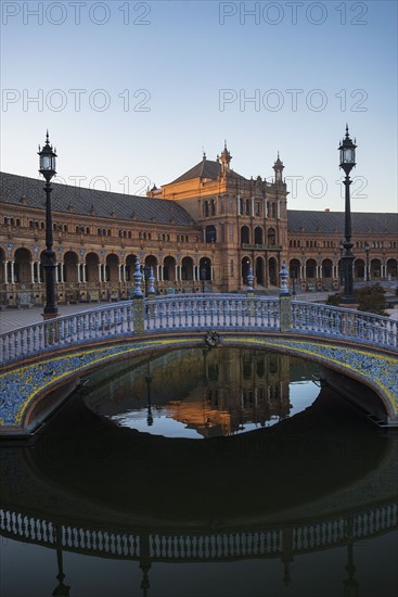 Spain, Seville, Footbridge at Plaza De Espana