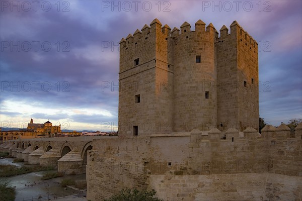 Spain, Andalusia, Cordoba, Facade of old church near bridge over Guadalquivir river