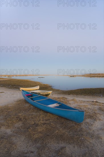 USA, Massachusetts, Cape Cod, Eastham, Canoe on beach