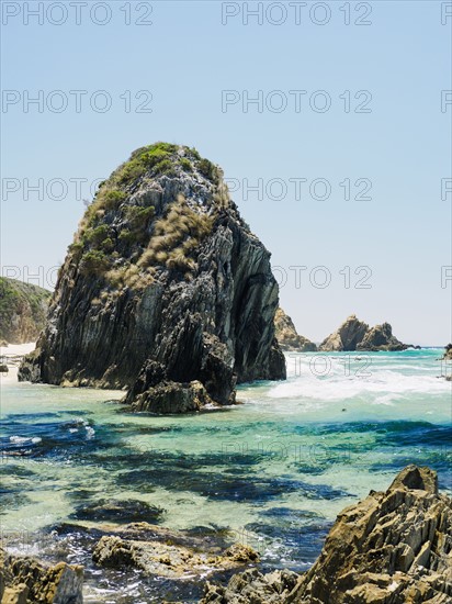 Australia, New South Wales, Bermagui, Clear sky above coastline