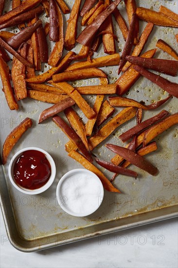 Sweet potato fries with sauces