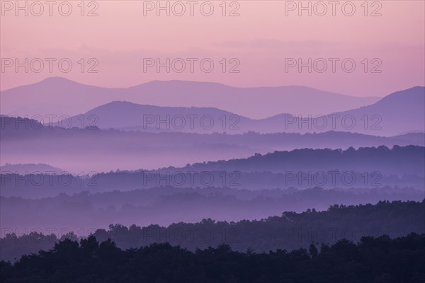 Fog at sunrise in Blue Ridge Mountains