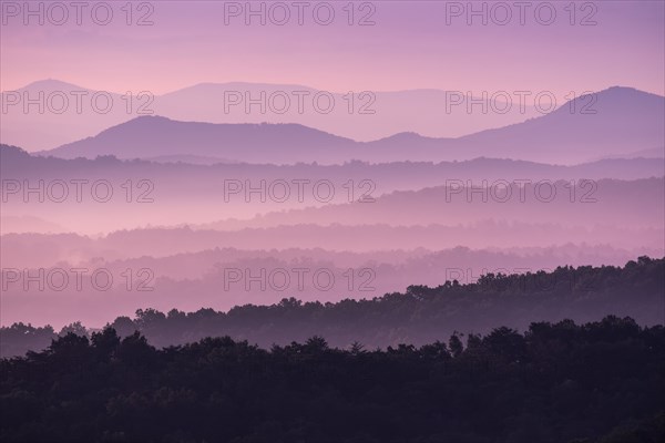 Fog at sunrise in Blue Ridge Mountains