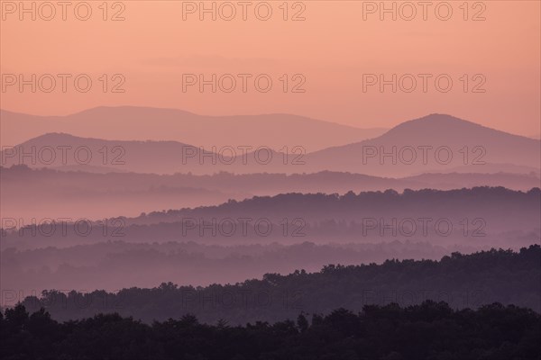 Fog at sunrise in Blue Ridge Mountains