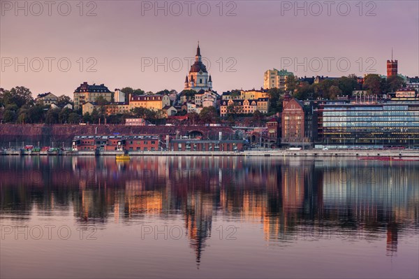 Skyline at sunset in Stockholm, Sweden