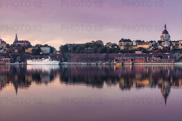 Skyline at sunset in Stockholm, Sweden