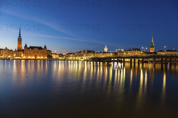 Skyline at sunset in Stockholm, Sweden