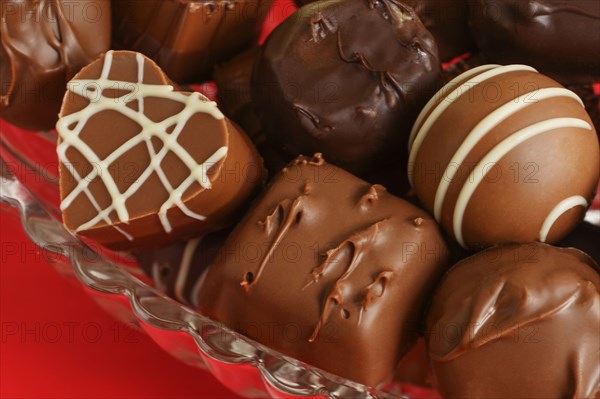 Variety of chocolates on bowl