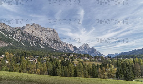 Pine trees and mountain in the Dolomites, South Tyrol, Italy