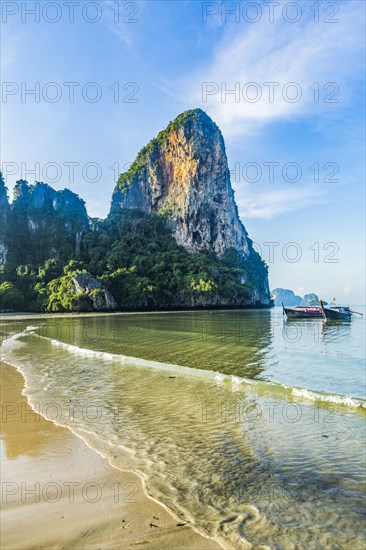 Cliff by beach in West Railay, Thailand