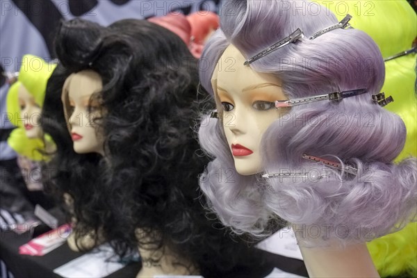 Wigs on mannequin heads