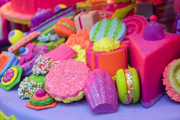 Brightly colored cakes