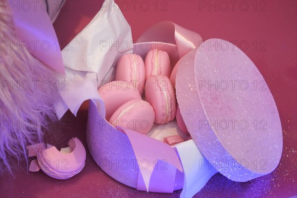 Box of pink macarons