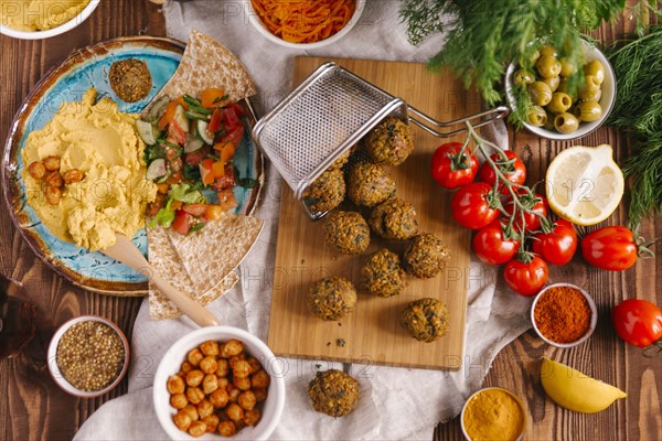 Falafel with ingredients