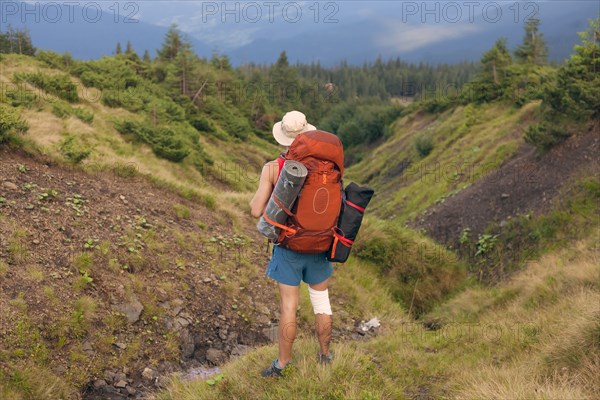 Man hiking in the Carpathian Mountain Range