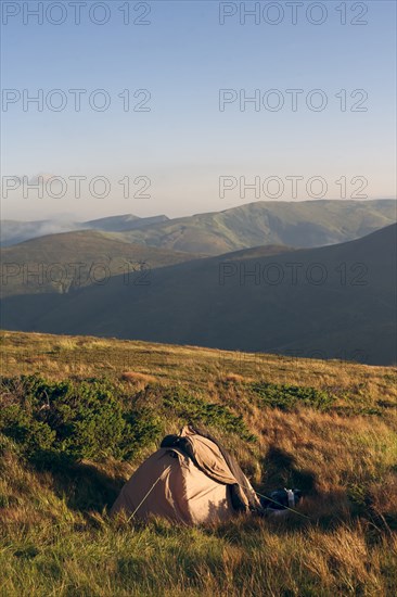 Tent in the Carpathian Mountain Range