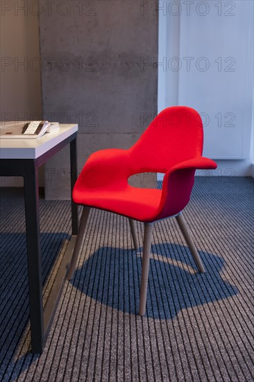 Red chair by desk