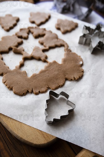 Cookie dough with cut out shapes