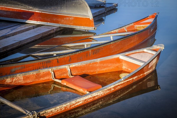 Canoes on Patricia Lake in Jasper National Park, Alberta, Canada