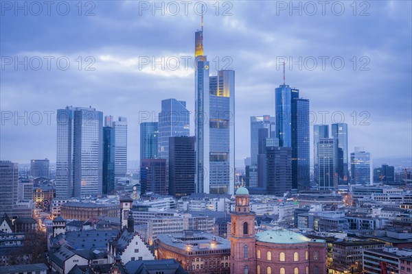 Skyline at sunset in Frankfurt, Germany