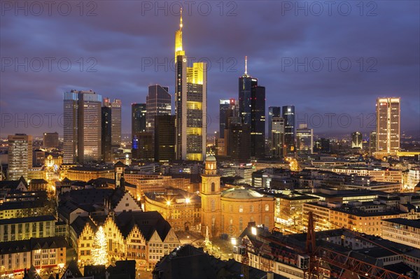 Skyline at sunset in Frankfurt, Germany