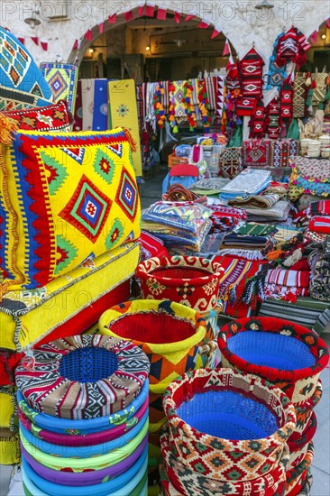 Bright textiles in market in Doha, Qatar