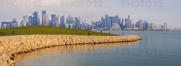 Waterfront by skyline of Doha, Qatar