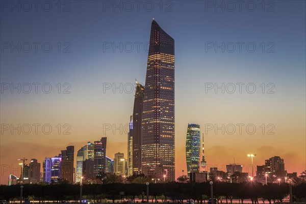 Skyline at sunset in Kuwait City, Kuwait