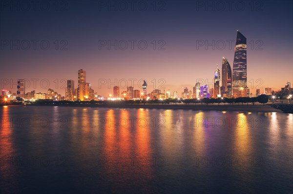 Skyline at sunset in Kuwait City, Kuwait