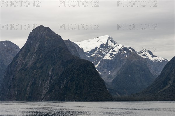 Mountains by sea in Milford Sound, New Zealand