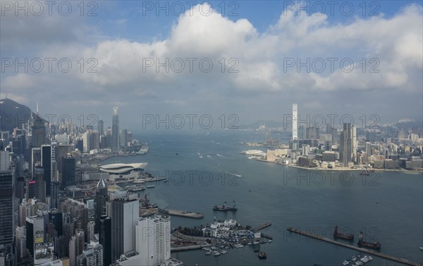 Cityscape by sea in Hong Kong, China