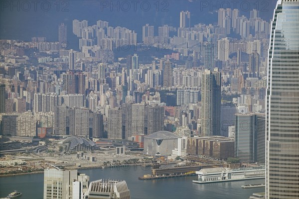 Cityscape with Nina Tower in Hong Kong, China