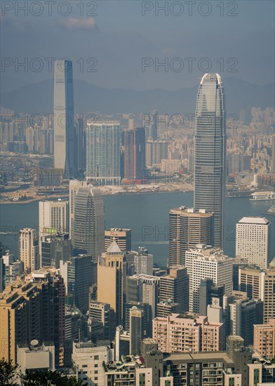 Cityscape with Nina Tower in Hong Kong, China