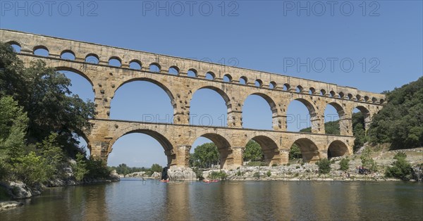 Pont du Gard over Gardon River in Vers-Pont-du-Gard, France